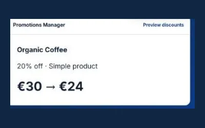 Promotions Manager discount preview