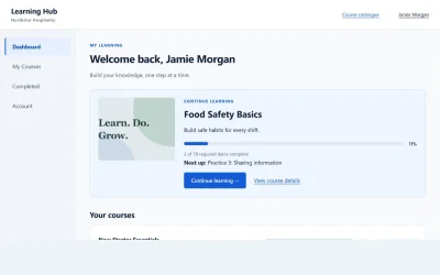 Website Guy Learning Hub learner dashboard for fictional Northstar Hospitality